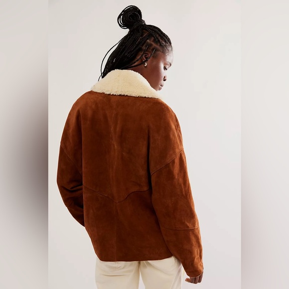 Free People We The Free Bandana Shearling Jacket NWOT Sz M - Picture 3 of 16